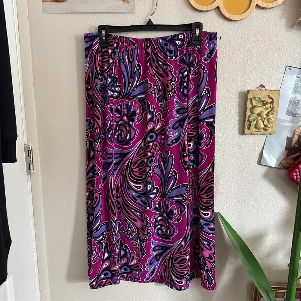 Bob Mackie Wearable Art Midi Skirt M